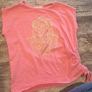 btween Pink Tee with Gold Graphic